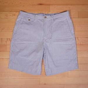 Polo Ralph Lauren Blue Seersucker Shorts Size 32 Cotton Elastane Brand New
